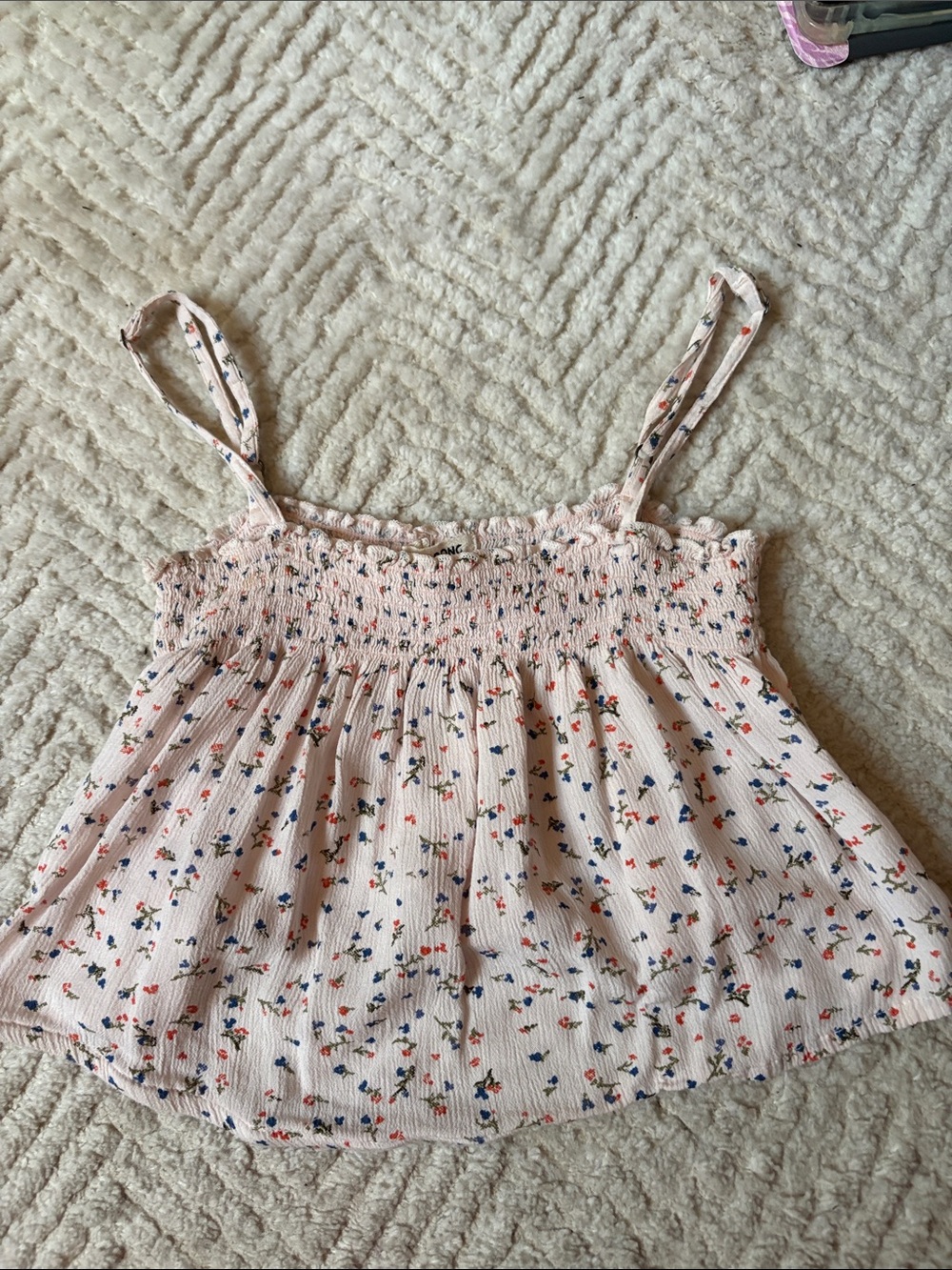 Marshalls Light Pink Floral Smocked Tank Top